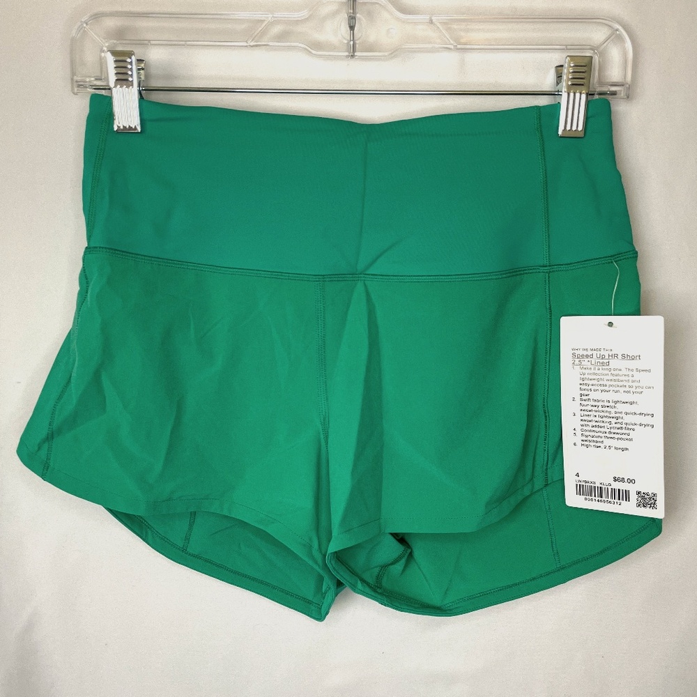 Lululemon Speed Up High Rise 2.5" Short Size 4 - Kelly Green NWT
